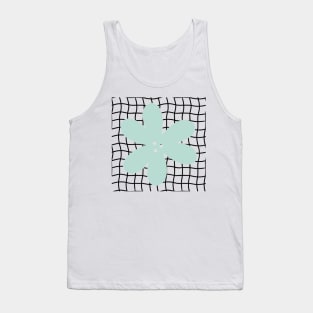 Abstract Flower on Grid - Pastel teal green Tank Top